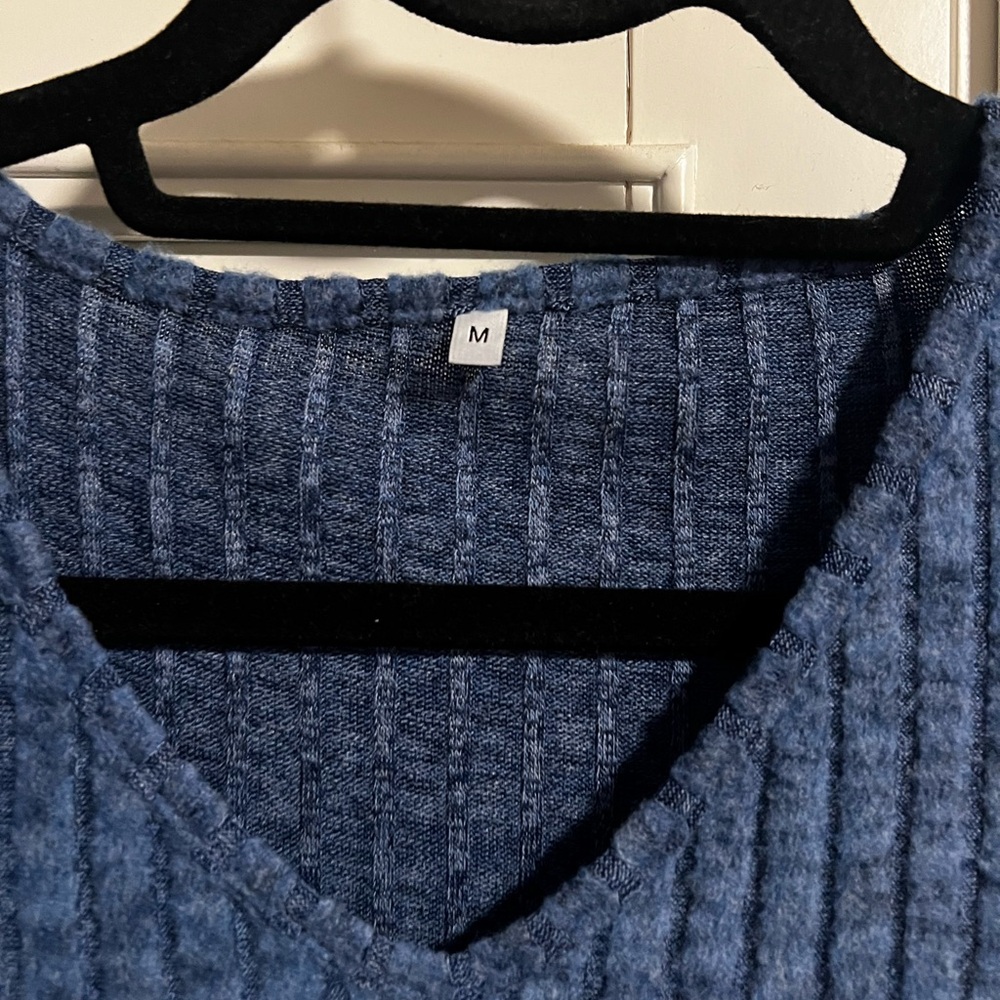 Blue Ribbed Knit Dress - Picture 2 of 2